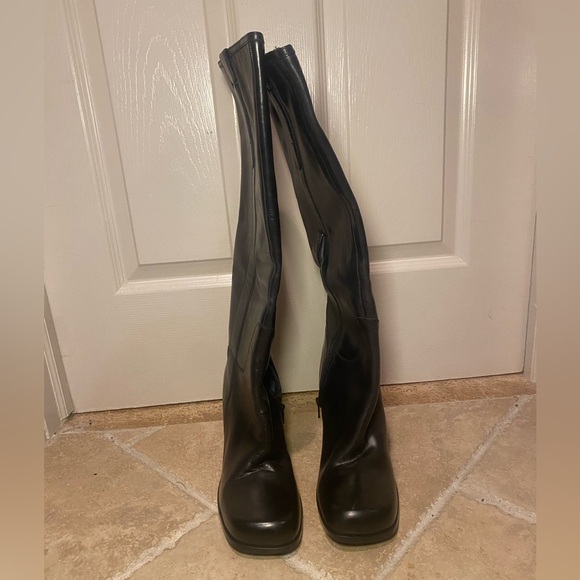 NWT Free People Naomi Tall Leather Blocked Boots in Black Size 10 - Picture 9 of 12